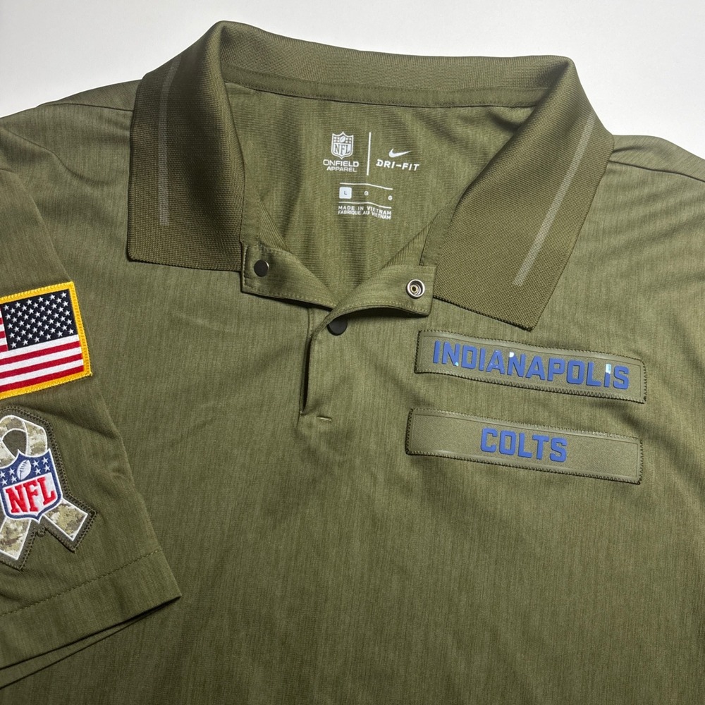 Nike Indianapolis Colts Salute to Service Mens L Dri-FIT Military Polo NFL Shirt
